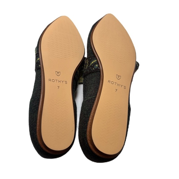 NWT Rothy’s Merino Mary Jane Forest Herringbone Flats Size 7 Peacock Pointed Toe - Picture 9 of 10